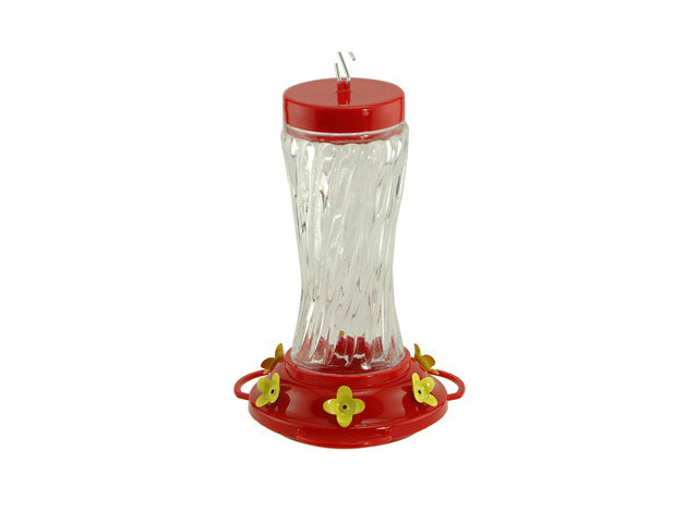 Audubon™ NA35225 Clear Glass Swirl Optic Hummingbird Bird Feeder, 16 Oz