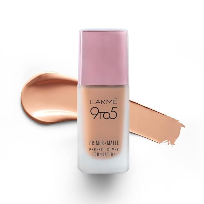 Lakmé 9 To 5 Primer + Matte Perfect Cover Cream Foundation, C140 Cool Rose - 25 ml