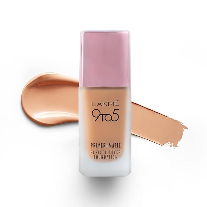 Lakmé 9To5 Primer + Matte Perfect Cover Foundation, W160 Warm Sand - 25 ml