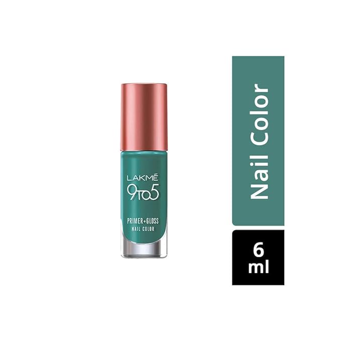 Lakmé 9 to 5 Primer + Gloss Nail Colour, Teal Deal - 6 ml