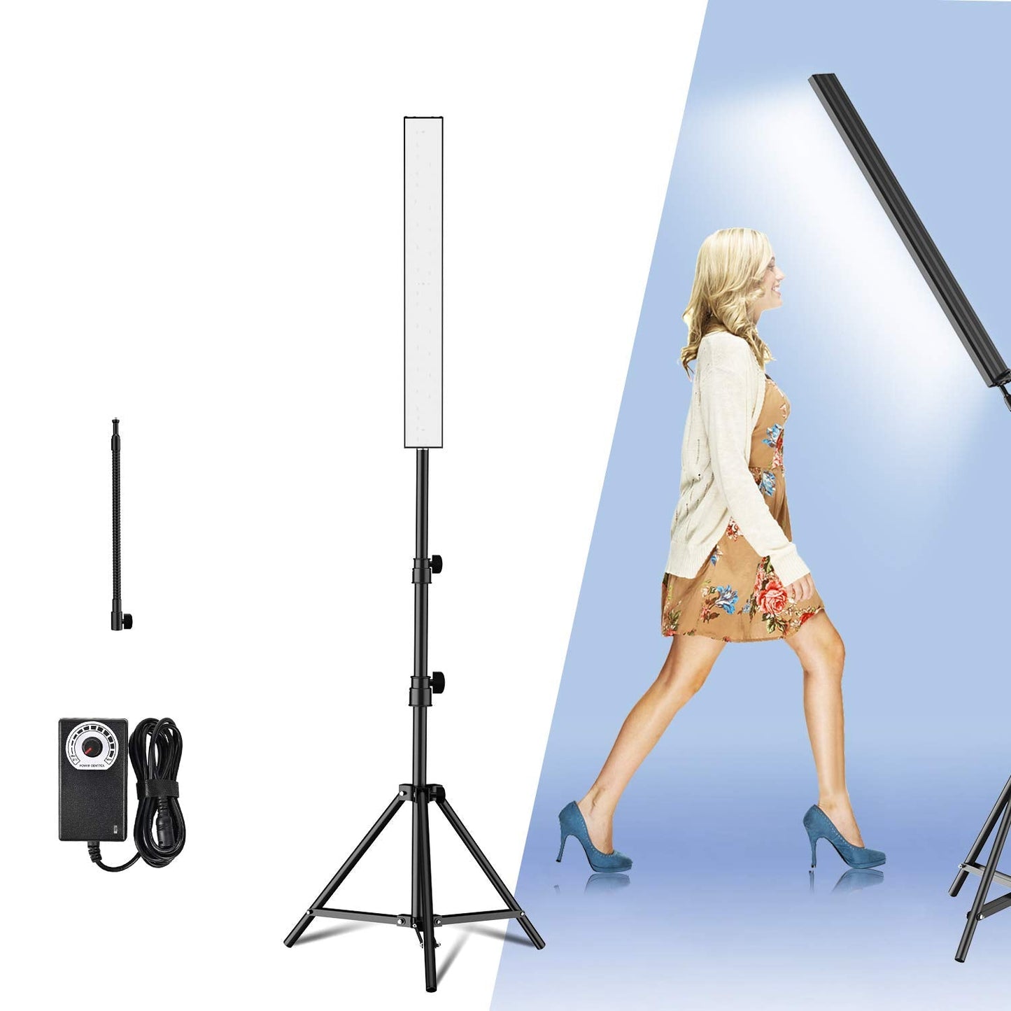 Yesker LED Studio Lash Light with Light Stand Tripod, Video Studio Lights Kit Adjustable Photography Lighting 5500K Dimmable Tattoo Eyelash Light Lamp for Video Recording Eyelash Extensions (1 Pack)