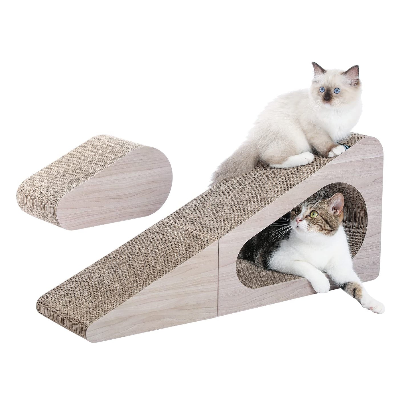 Cat Scratching Post, 2 in 1 Large 28.3" Corrugated Cat Scratcher Three Sided