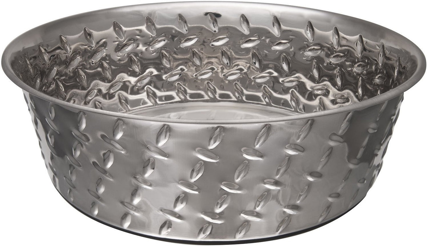 Loving Pets 7255 Ruff ‘N Tuff Diamond Plate Dog Bowl, 1 Quart