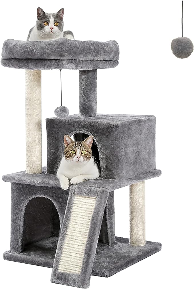Cat Tree Luxury Cat Tower with Double Condos, Spacious Perch, Fully Wrapped