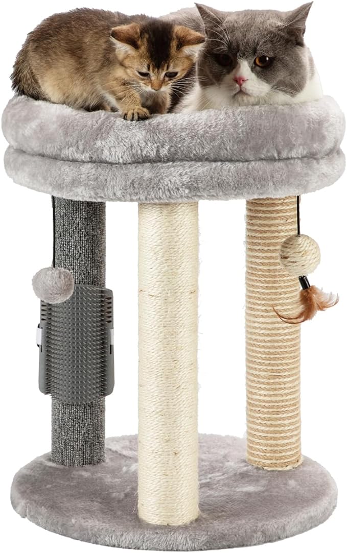 4in1 Small Cat Tree,Scratching Post with Tower Soft Cat Bed, Sisal Carpet Jute Posts