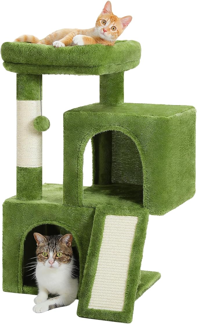 Cat Tree, 30 Inches Cat Tower with Dual Condos for Indoor Cats, All-in-One Cat House