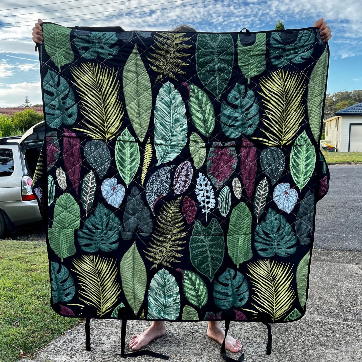 Tropical Leaf Print Dog Car Seat Covers
