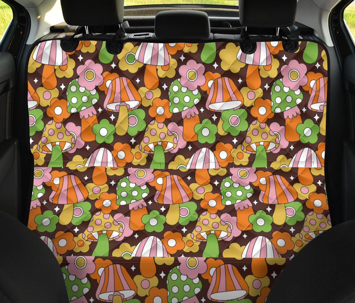 Retro Fungi Love Dog Car Seat Covers