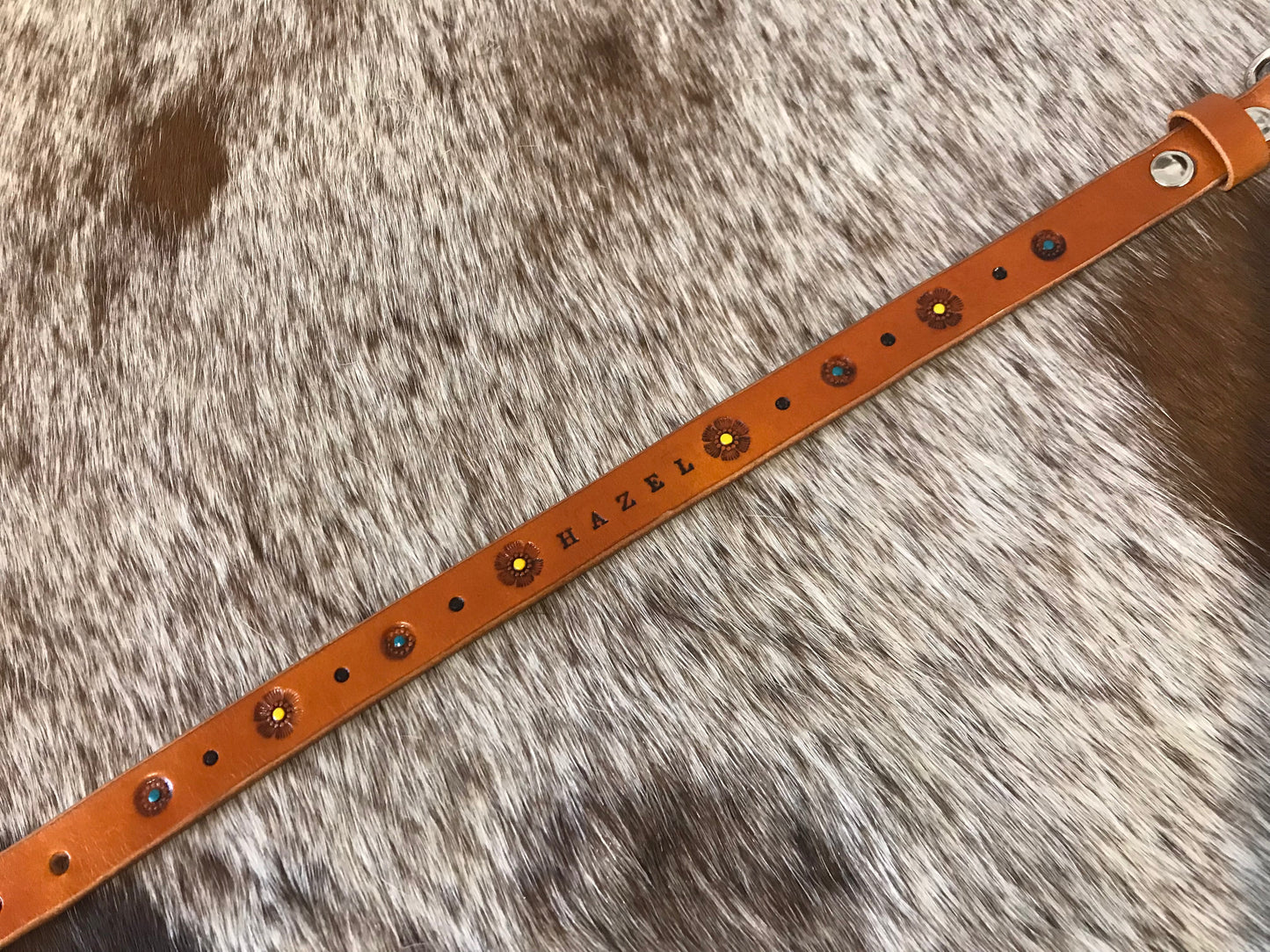 Flower hand stamped medium collar