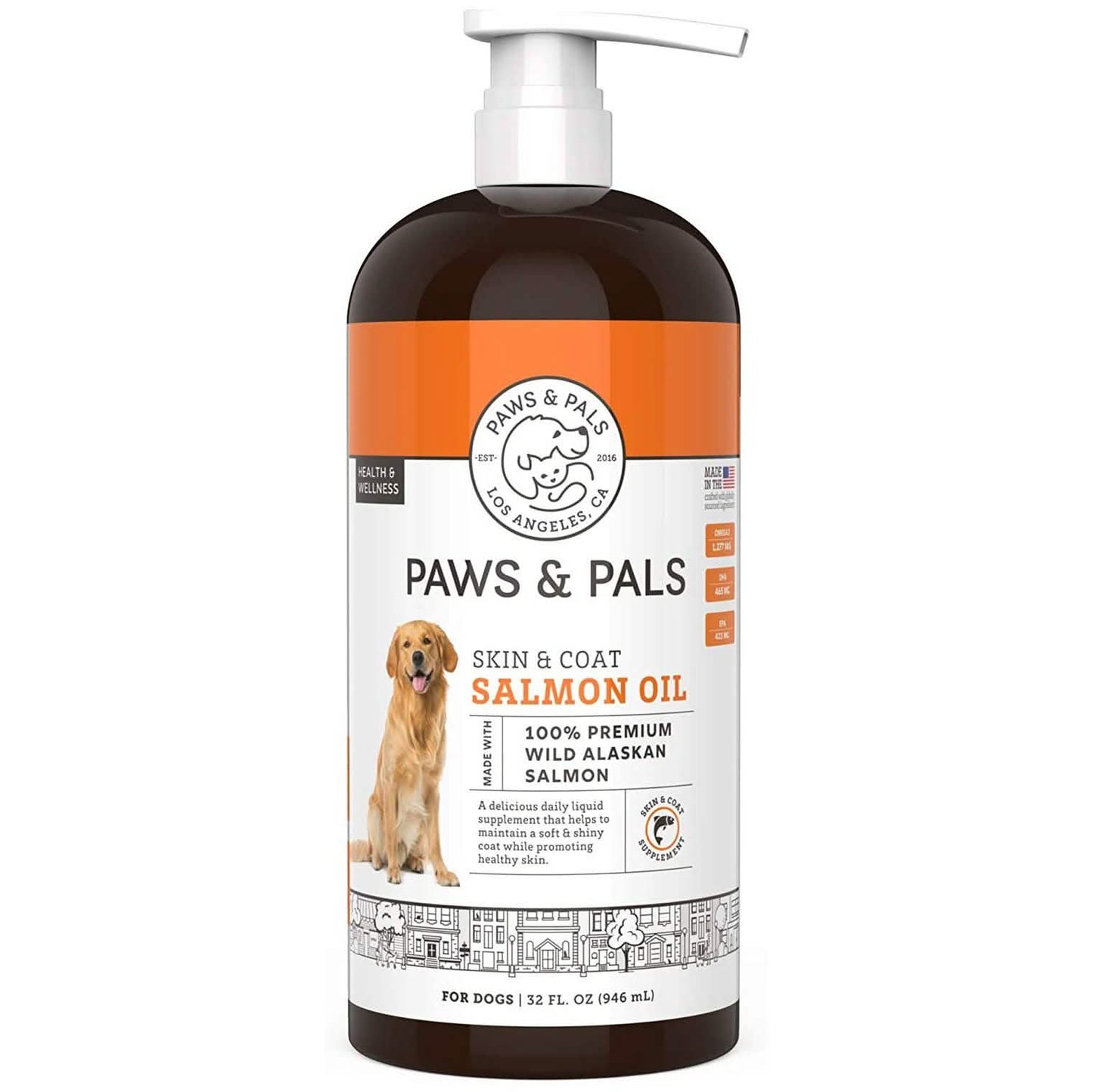Paws & Pals Wild Alaskan Salmon Oil for Dogs and Cats - 32oz