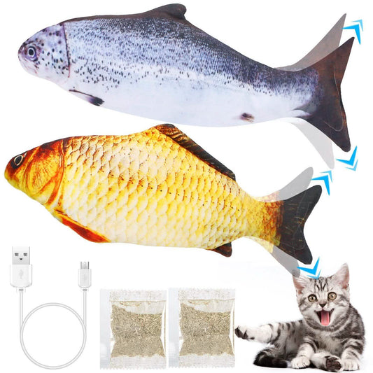 2-Piece: Electric Moving Fish Cat Toy