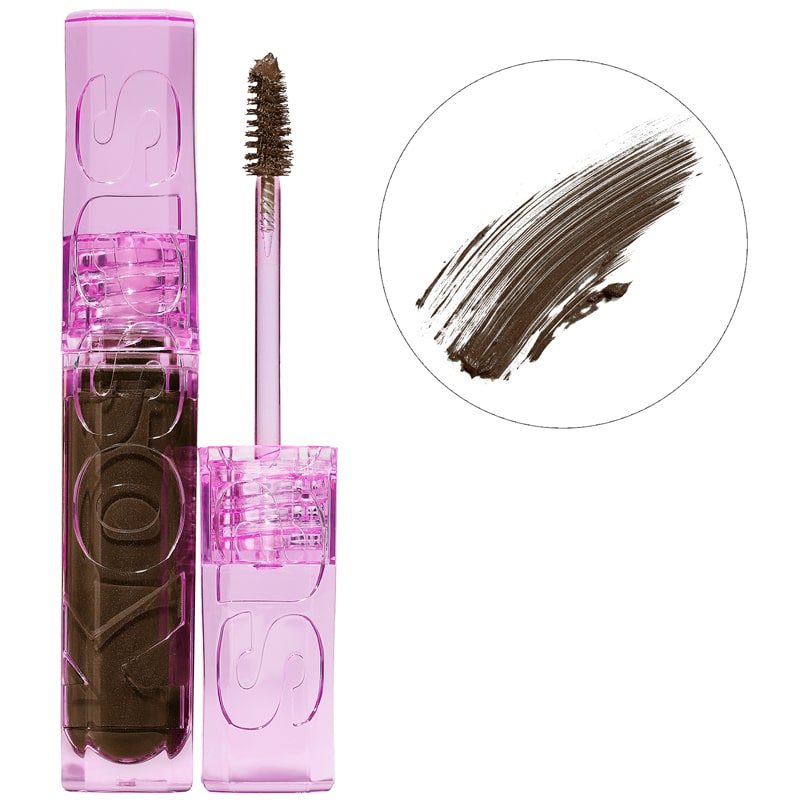 Kosas Cosmetics Air Brow Fluff & Hold Treatment Gel (Dark Brown, 3.7 g) with smear