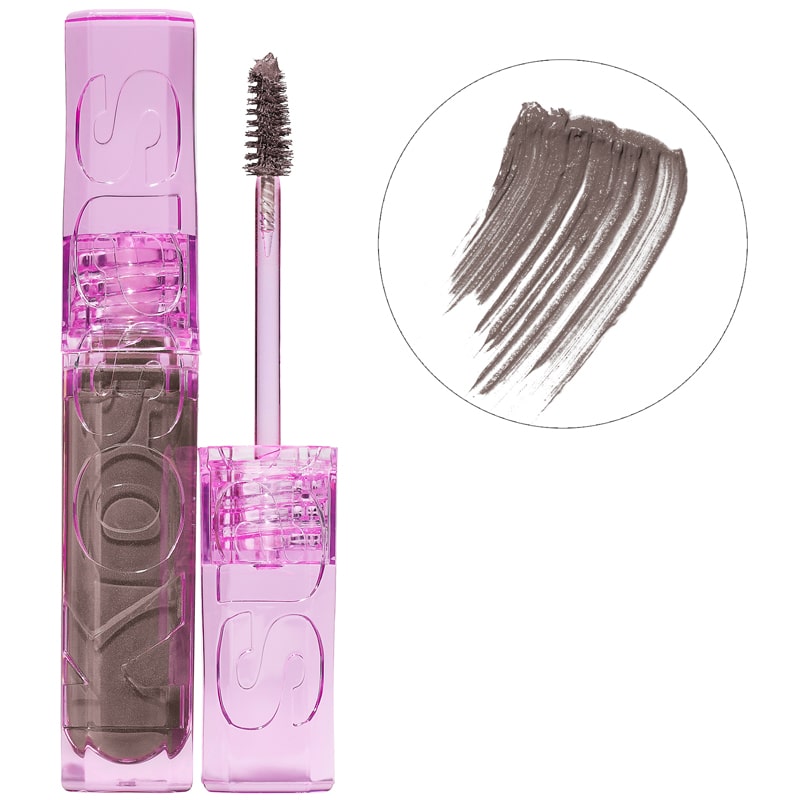 Kosas Cosmetics Air Brow Fluff & Hold Treatment Gel (Grey, 3.7 g) with color smear