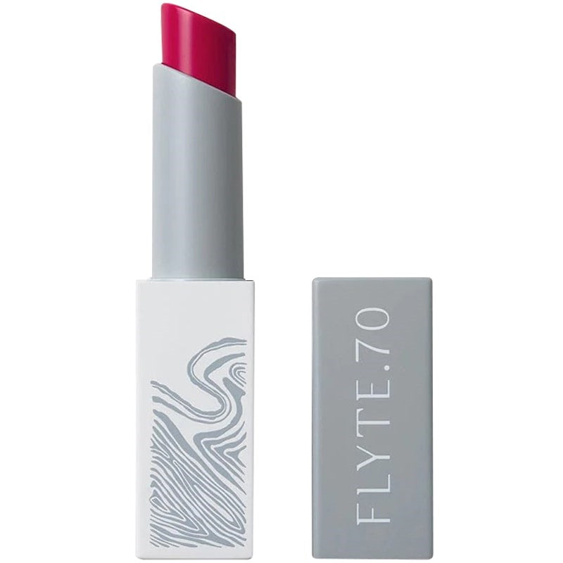Flyte.70 S+S.LipSheer Tinted Lipstick Balm - Tempted with cap beside lipstick tube