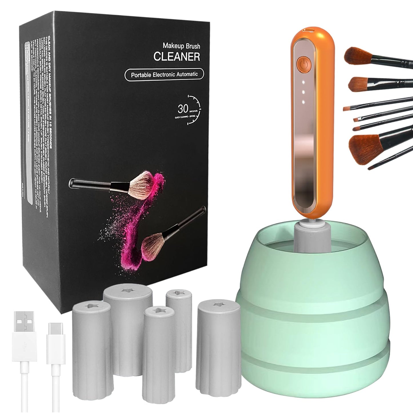 Brushly Pro Premium Electric Makeup Brush Cleaner Portable Electric Makeup Brush Cleaner Ultra Fast Electric Brush Cleaner Automatic Brush Cleaning Spinner Makeup Brush Tool