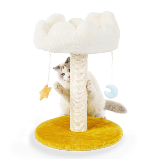 Cloud Cat Scratching Post with Bed, Cat Tree Tower for Indoor Cats, Nature Sisal Cat