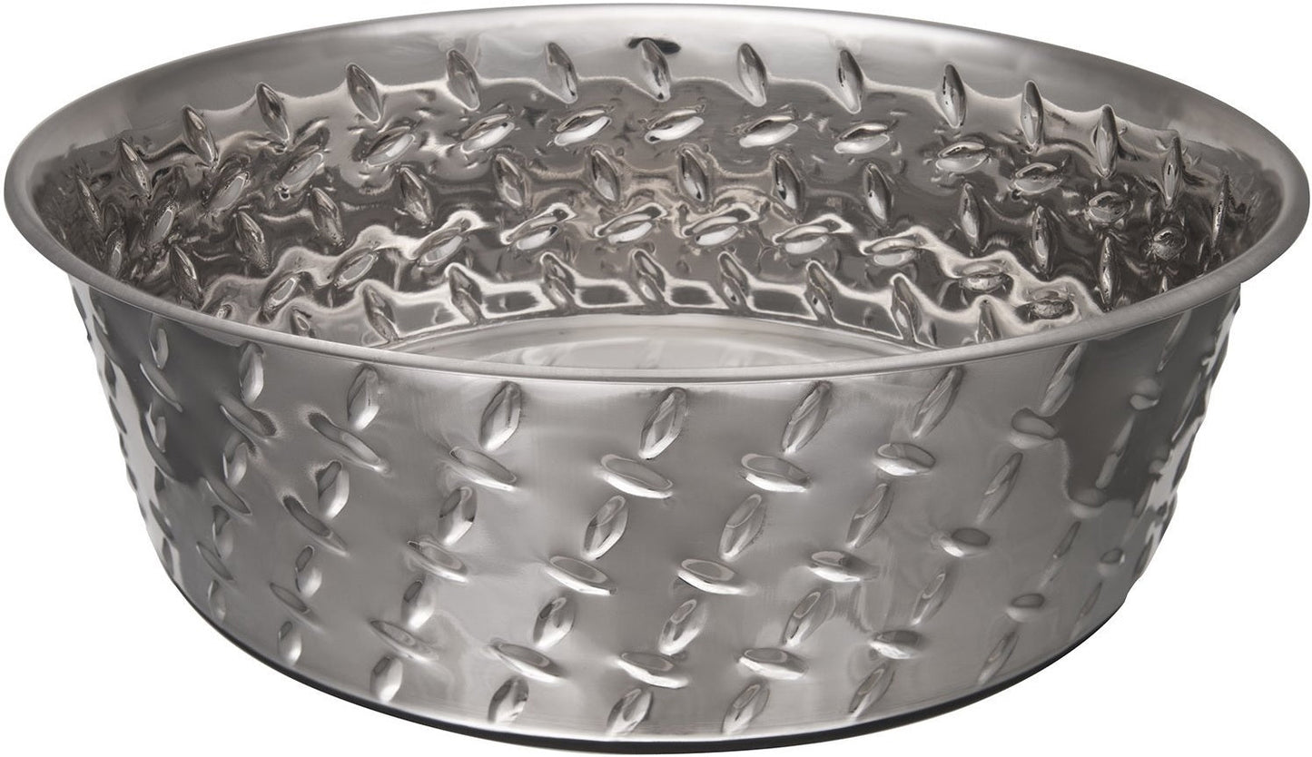 Loving Pets 7258 Ruff ‘N Tuff Diamond Plate Dog Bowl, 5 Quart