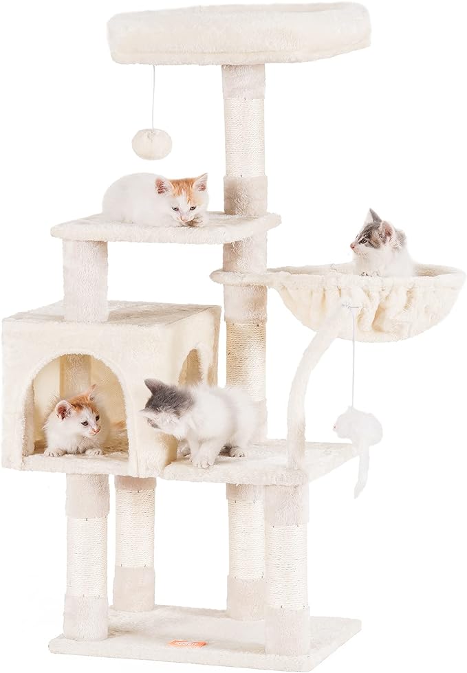 Cat Tree with Toy, Cat Tower condo for Indoor Cats, Cat House with Padded Plush Perch