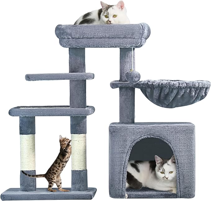 Cat Tree, Cat Tower with Sisal Scratching Post for Indoor Cats, 35" Multi-Level Cat Condo