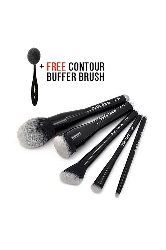5PC Face and Eye Brush Set + FREE Contour Buffer