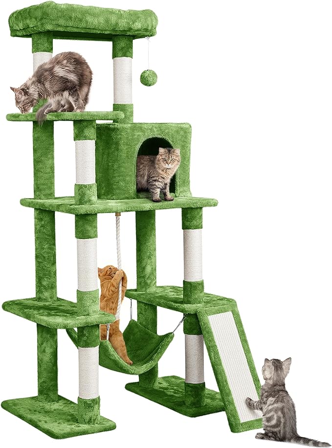 Cat Tree Cat Tower, 63 Inches Multi-Level Cat Tree for Indoor Cats, Tall Cat Tree