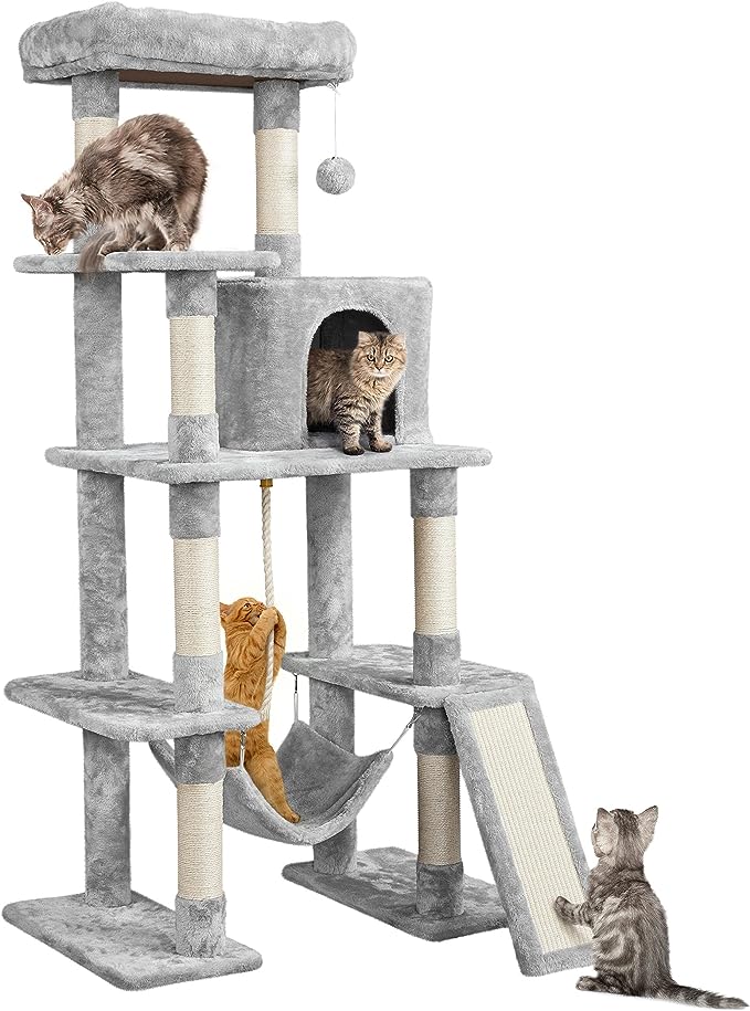 Cat Tree Cat Tower, 63 Inches Multi-Level Cat Tree for Indoor Cats, Tall Cat Tree