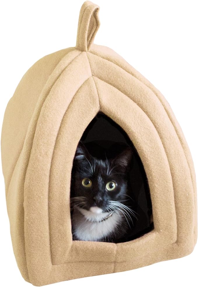 Pyramid - Cat Houses for Indoor Cats with Removable Foam Cat Bed for Kittens