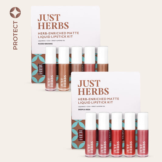 Just Herbs Herb-enriched Matte Liquid Lipstick Combo (Deeps & Reds + Nudes & Browns) - 25gms