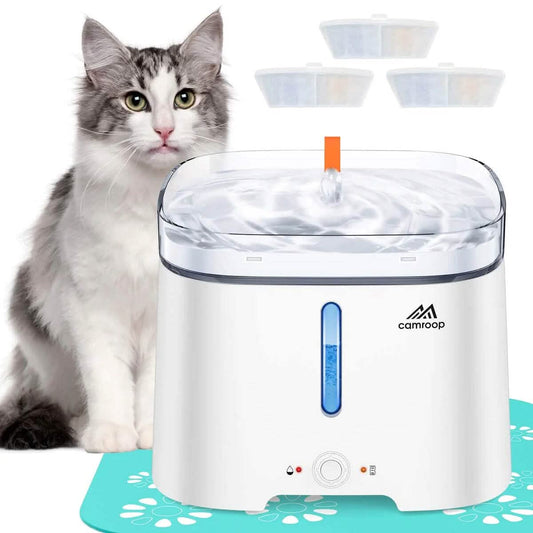 CAMROOP Automatic Pet Water Dispenser with Indicator and Silicone Mat