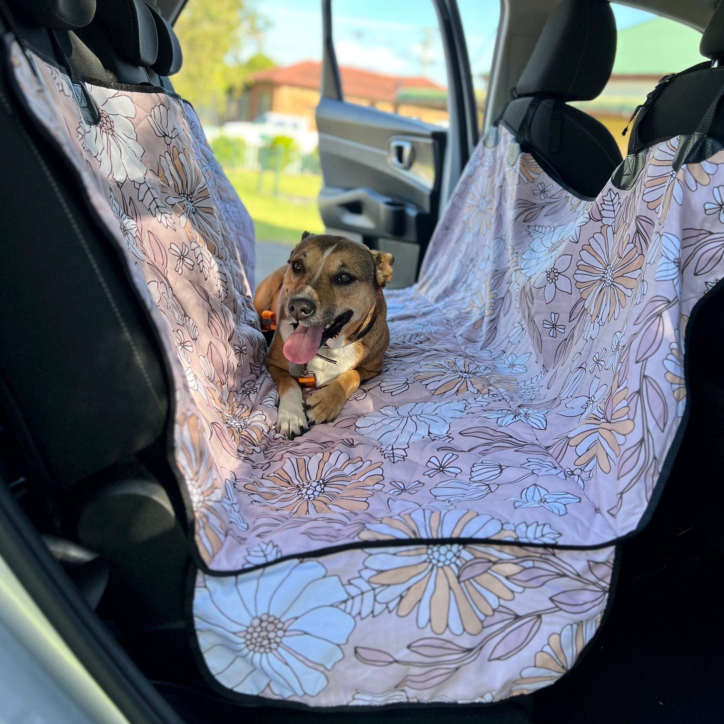 Creamy Flowers Dog Car Seat Covers