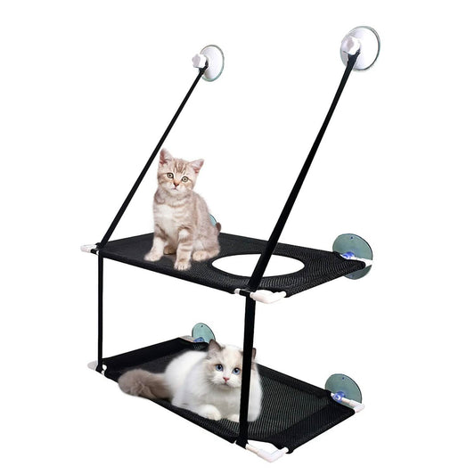 Double Layer Perch Bed Powerful Suction Indoor Window Hammock for Cat Pet Supplies Black - DailySale
