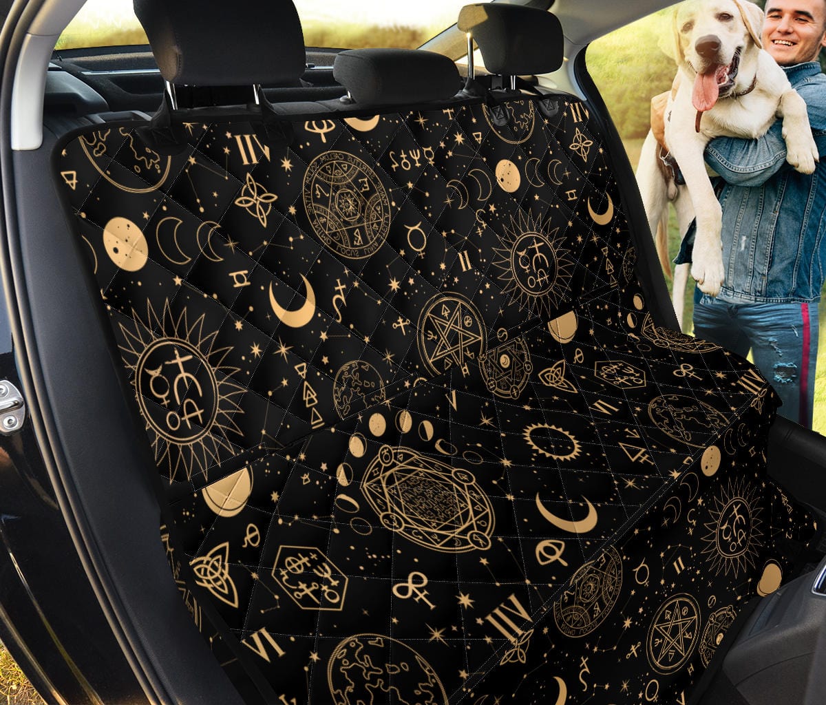 Black and Sand Celestial Dog Car Seat Covers