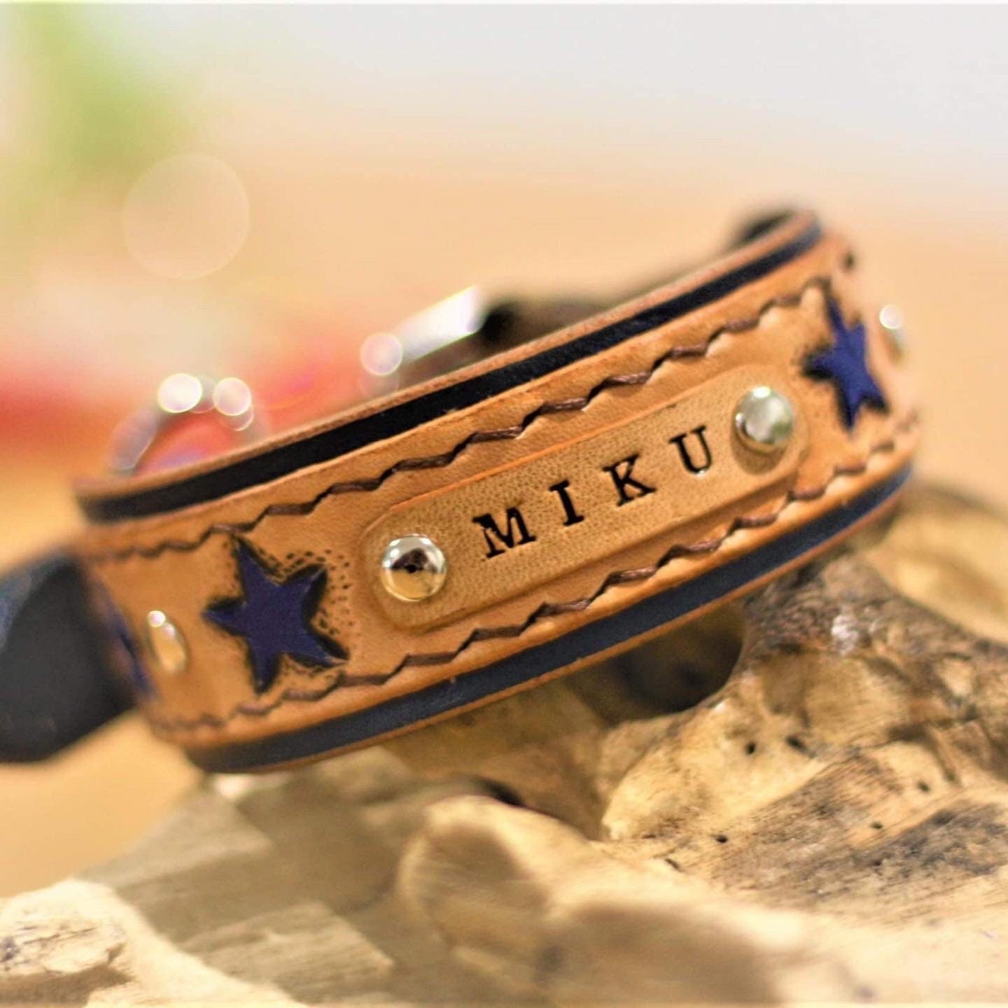 Hand painted shooting star double layered collar