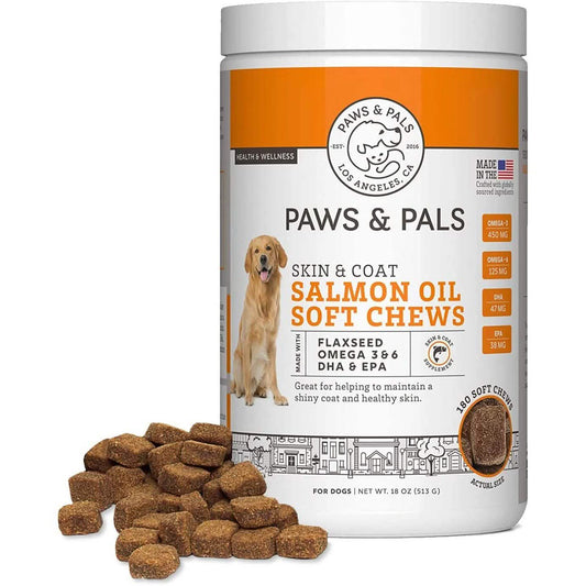 Paws & Pals Wild Alaskan Salmon Fish Oil Omega 3 and 6 for Dogs and Cats