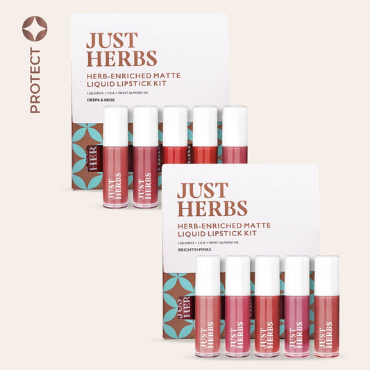 Just Herbs Herb-enriched Matte Liquid Lipstick Combo (Deeps & Reds + Brights & Pinks) - 25gms