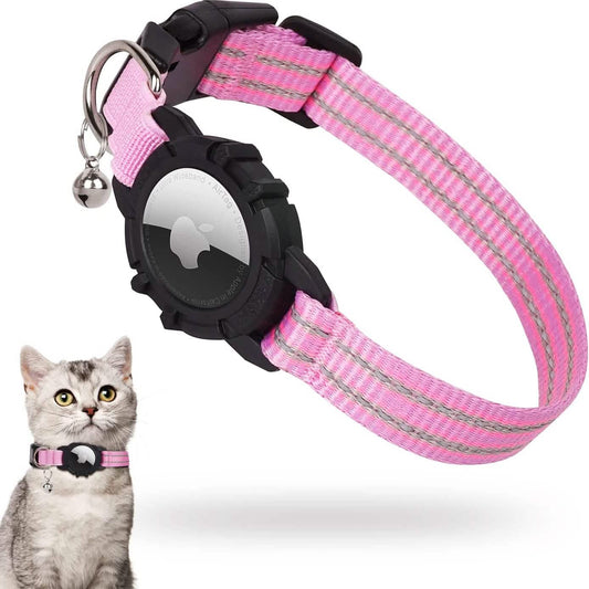 Reflective GPS Cat Collar with AirTag Holder and Bell Pet Supplies XS - DailySale
