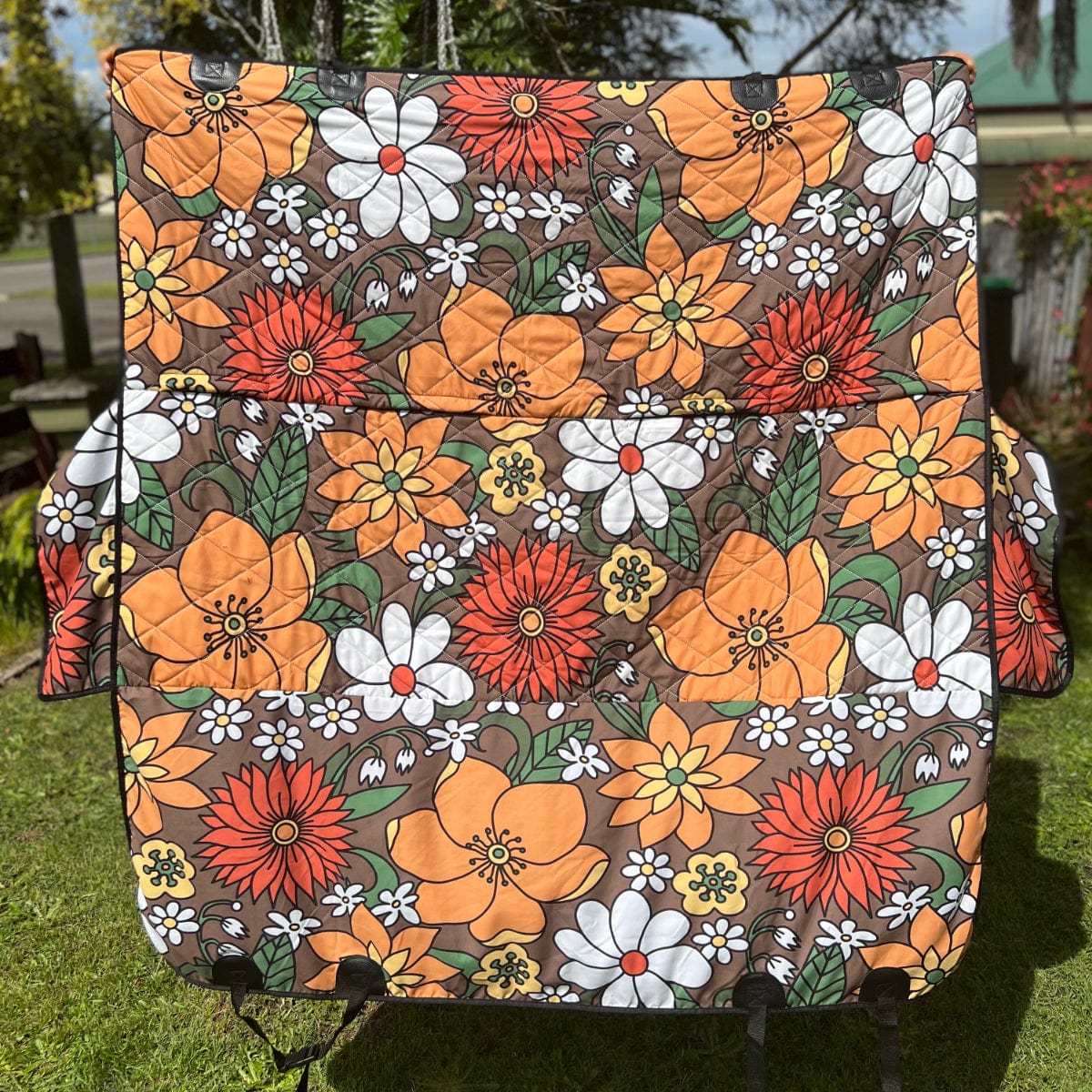 Retro Flowers in Bloom Dog Car Seat Covers