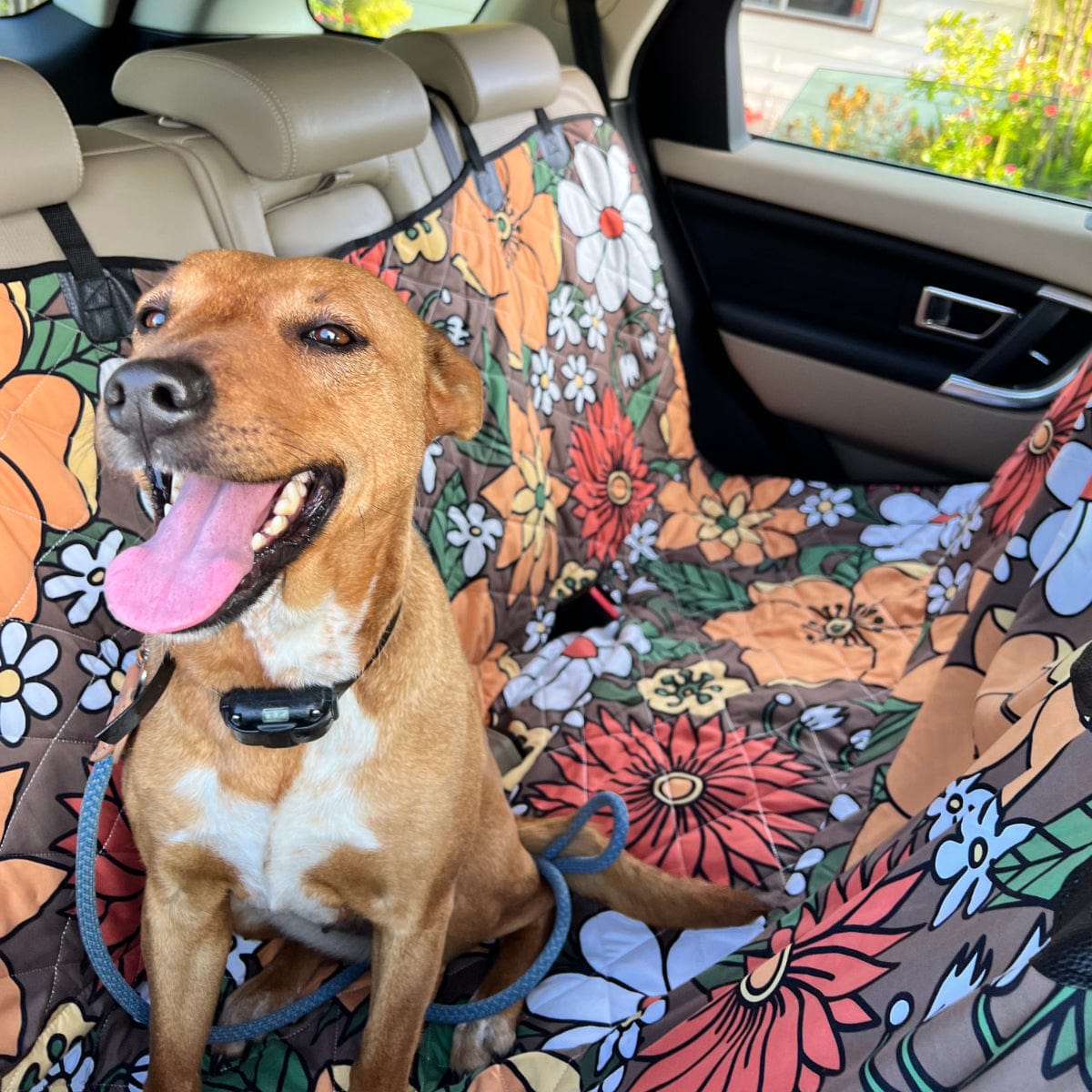 Retro Flowers in Bloom Dog Car Seat Covers